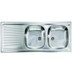 Lavello Cucina da Incasso due vasche a destra 116 x 50 cm in acciaio inox ed accessori