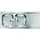 Lavello Cucina da Incasso due vasche a sinistra 116 x 50 cm in acciaio inox ed accessori