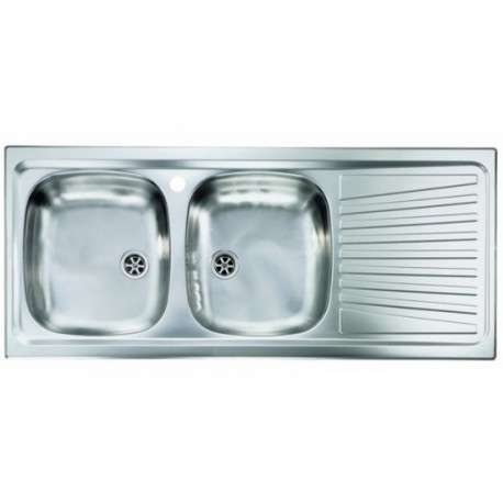 Lavello Cucina da Incasso due vasche a sinistra 116 x 50 cm in acciaio inox ed accessori