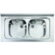 Lavello Cucina da appoggio a due vasche 80 x 50 cm in acciaio inox ed accessori