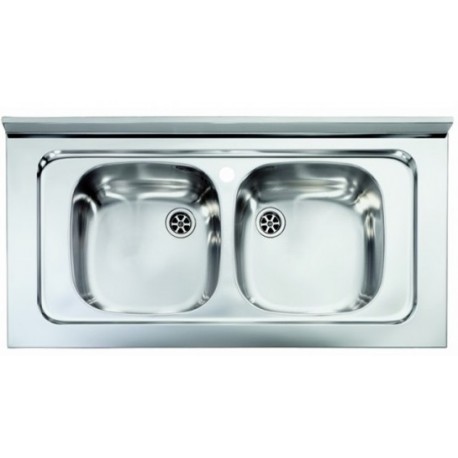 Lavello Cucina da appoggio a due vasche 80 x 50 cm in acciaio inox ed accessori