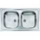 Lavello Cucina da incasso a due vasche 86 x 50 cm in acciaio inox ed accessori