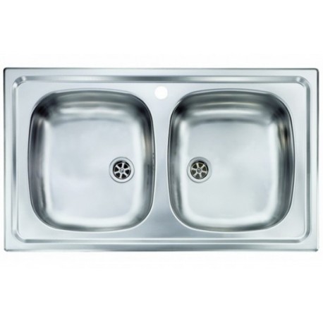 Lavello Cucina da incasso a due vasche 86 x 50 cm in acciaio inox ed accessori