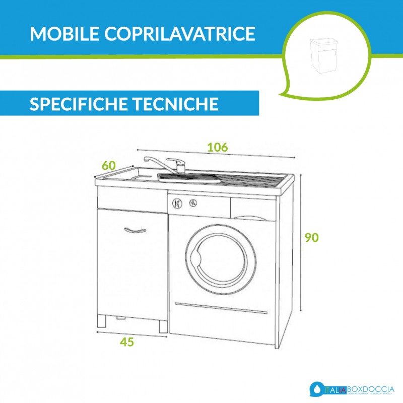 Mobile Lavatoio Coprilavatrice in Pvc Reversibile 109x60 - Cr Italy -  IDROTERMSTORE