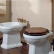 Vaso Completo di Copri Water Noce + Bidet Tre Fori Giunone Azzurra in Ceramica Bianca