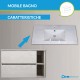 Mobile bagno sospeso round bianco 90 cm + specchio lampada retroilluminato led e altoparlante bluetooth