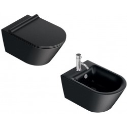 Vaso Sospeso Zero NF 55 NewFlush 1VS55NRNS + Bidet Soft 55 1BS55NRNS Catalano Nero Satinato