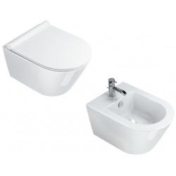 Vaso Sospeso Zero NF 50 NewFlush 1VSZ50R00 + Bidet Zero 50 1BSV50N00 Catalano Bianco Lucido