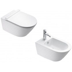 Sanitari Classy Vaso Sospeso NewFlush 1VS55RZE00 + Bidet Soft 55 1BS55ZE00 Catalano Bianco Lucido