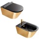 Vaso Sospeso Zero NF 55 NewFlush 1VS55NRNO + Bidet Soft 55 1BS55NRNO Catalano Gold Black