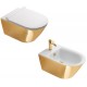 Vaso Sospeso Zero NF 55 NewFlush 1VS55NRBO + Bidet Soft 55 1BS55NRBO Catalano Gold White