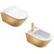 Vaso Sospeso Classy NF 55 NewFlush 1VS55RZEBO + Bidet Classy 55 1BS55ZEBO Catalano Gold White