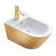 Vaso Sospeso Classy NF 55 NewFlush 1VS55RZEBO + Bidet Classy 55 1BS55ZEBO Catalano Gold White