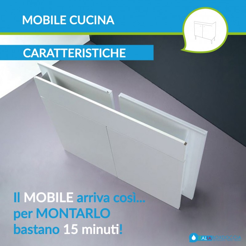 Mobile sottolavello cucina 90x50 2 ante con lavello inox