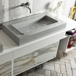 Top Monolitico con Lavabo a Bassorilievo Integrato da 70 cm in Luxolid