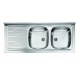 Mobile sottolavello olmo 120x50 + lavello inox 2 vasche con gocciolatoio a sinistra