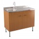 Mobile sottolavello teak 90x50 + lavello inox 1 vasca con gocciolatoio a destra