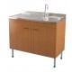 Mobile sottolavello teak 100x50 + lavello inox 1 vasca con gocciolatoio a sinistra