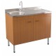 Mobile sottolavello teak 100x50 + lavello inox 1 vasca con gocciolatoio a destra