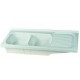 Mobile sottolavello bianco 120x50 + lavello in ceramica 2 vasche con gocciolatoio a destra