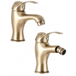 Coppia di miscelatori in ottone bronzato anticato lavabo + bidet artis epoca