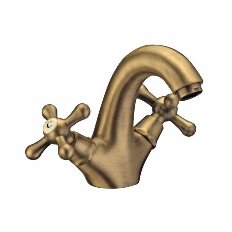 Rubinetto Lavabo Cucina In Ottone Effetto Bronzo Antico - Design Vintage, Art. 52427