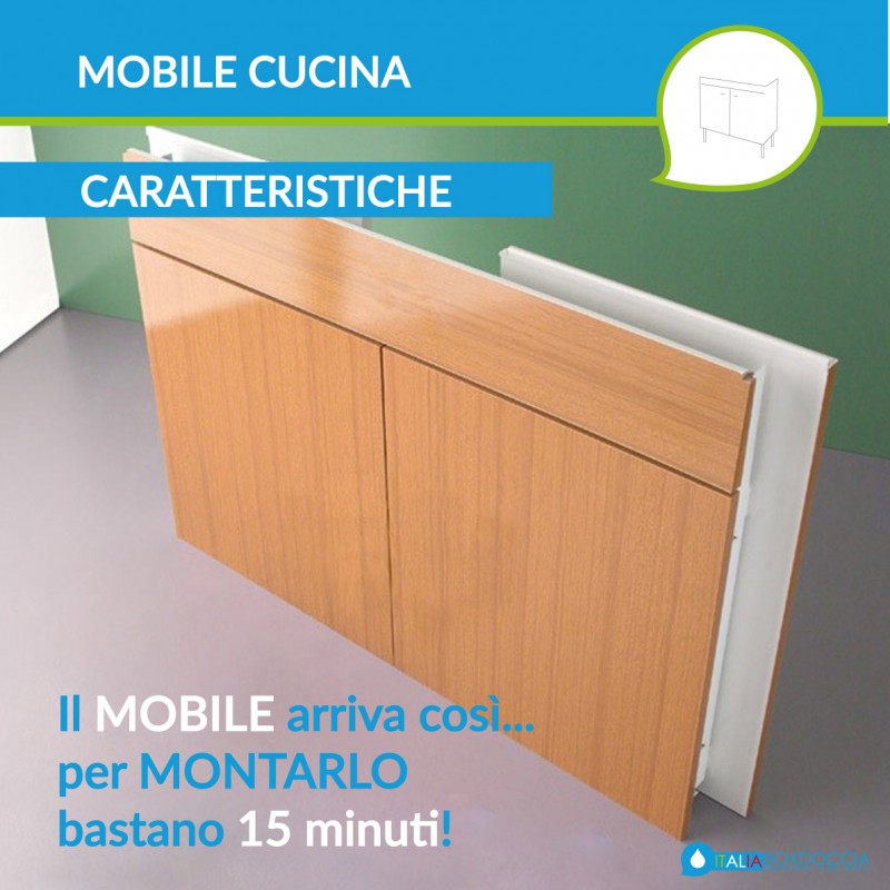 Mobile sottolavello cucina 90 Lady 2 ante montato per lavello inox