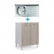 Mobile sottolavello olmo 80x50 + lavello inox 1 vasca con gocciolatoio a destra