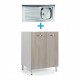 Mobile sottolavello olmo 80x50 + lavello inox 1 vasca con gocciolatoio a sinistra