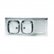 Mobile sottolavello bianco frassinato 120x50 + lavello inox 2 vasche con gocciolatoio a destra