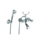 Eurorama Anais Miscelatori Lavabo e Bidet con Piletta Salterello a 3 Fori + Vasca con Set Doccia in Ottone Cromo Lucido