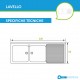 Mobile sottolavello bianco 120x50 + lavello in ceramica 2 vasche con gocciolatoio a destra