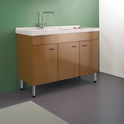 Mobile sottolavello bianco 120x50 + lavello in ceramica 2 vasche con  gocciolatoio a sinistra - Vendita Online ItaliaBoxDoccia