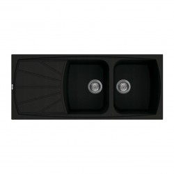 Lavello cucina da incasso in Granitek nero a 2 vasche e gocciolatoio sinistra LGL50040 di Elleci