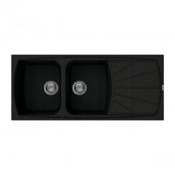 Lavello cucina da incasso in Granitek nero a 2 vasche e gocciolatoio destra LGL50040 di Elleci