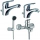 Eurorama Serie Kappa Miscelatori Lavabo e Bidet con Piletta + Vasca con Set Doccia Finitura Cromo Lucido