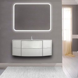 Mobile da bagno Dion sospeso 120 cm bianco opaco con specchio retroilluminato led e altoparlante bluetooth