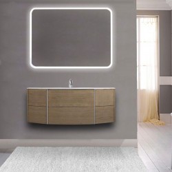 Mobile da bagno Dion sospeso 120 cm rovere tabacco con specchio retroilluminato led e altoparlante bluetooth