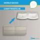 Mobile da bagno sospeso Dion doppio lavabo da 120 cm rovere sbiancato con specchio retroilluminato led e altoparlante bluetooth