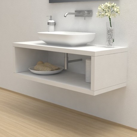 Top Bagno con vano portaoggetti Larghezza 50 x Profondità 50 cm in abete per lavabi d'appoggio