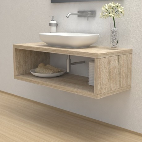 Top Bagno con vano portaoggetti Larghezza 55 x Profondità 55 cm in abete per lavabi d'appoggio