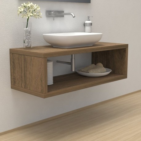 Top Bagno con vano portaoggetti Larghezza 60 x Profondità 60 cm in abete per lavabi d'appoggio