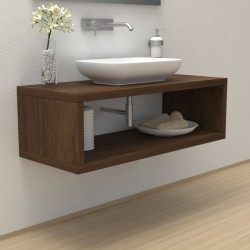 Top Bagno con vano portaoggetti Larghezza 65 x Profondità 45 cm in abete per lavabi d'appoggio