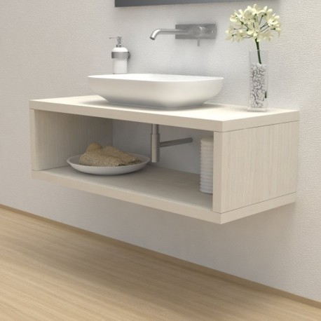 Top Bagno con vano portaoggetti Larghezza 65 x Profondità 55 cm in abete per lavabi d'appoggio