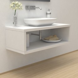 Top Bagno con vano portaoggetti Larghezza 70 x Profondità 60 cm in abete per lavabi d'appoggio