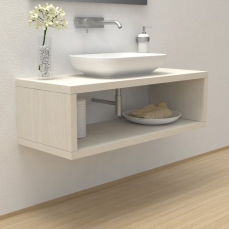 Top Bagno con vano portaoggetti Larghezza 80 x Profondità 45 cm in abete per lavabi d'appoggio