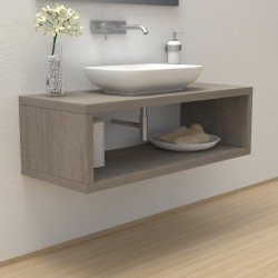 Top Bagno con vano portaoggetti Larghezza 80 x Profondità 55 cm in abete per lavabi d'appoggio