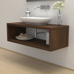 Top Bagno con vano portaoggetti Larghezza 85 x Profondità 45 cm in abete per lavabi d'appoggio