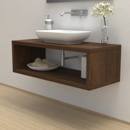 Top Bagno con vano portaoggetti Larghezza 100 x Profondità 60 cm in abete per lavabi d'appoggio