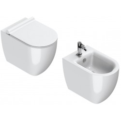 Sanitari Catalano Sfera 54  Vaso senza brida New Flush art. 1VPS54R00 + Bidet art. 1BIS54R00 con kit fissaggio nascosto a parete